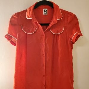 Missoni Red  silk Top with contrast stitch